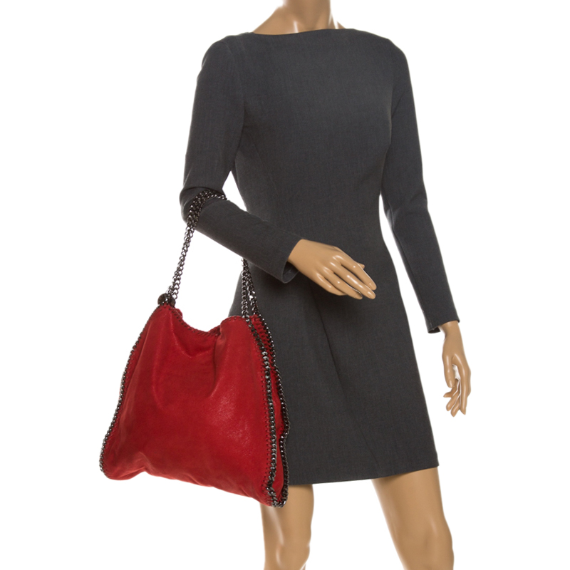 

Stella McCartney Red Faux Leather  Falabella Tote