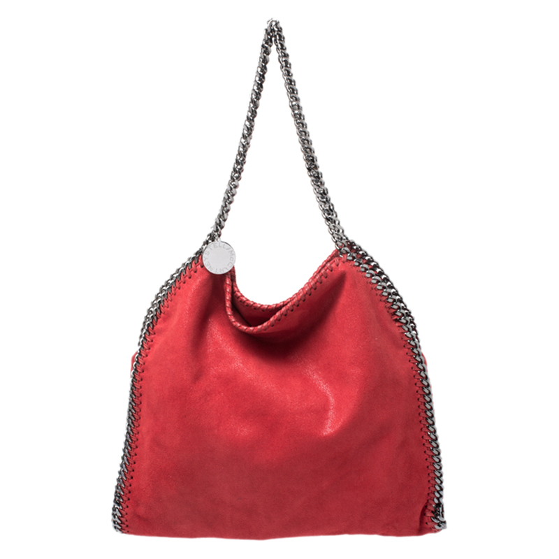 Pre Owned Stella McCartney Red Faux Leather Small Falabella Tote