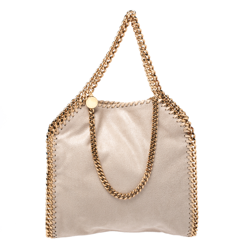 Pre Owned Stella McCartney Beige Faux Leather Mini Falabella Tote