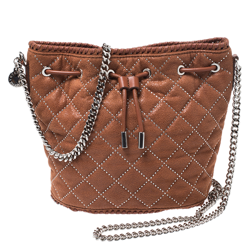 Pre Owned Stella McCartney Brown Faux Leather Falabella Bucket Bag