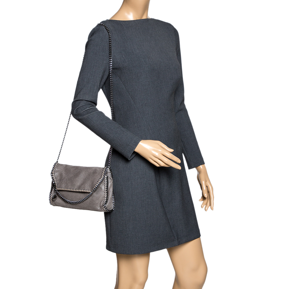 

Stella McCartney Grey Faux Leather Falabella Flap Shoulder Bag