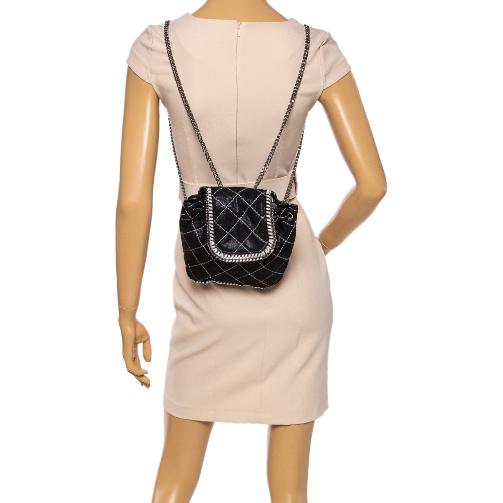 

Stella McCartney Black Faux Leather Mini Falabella Backpack
