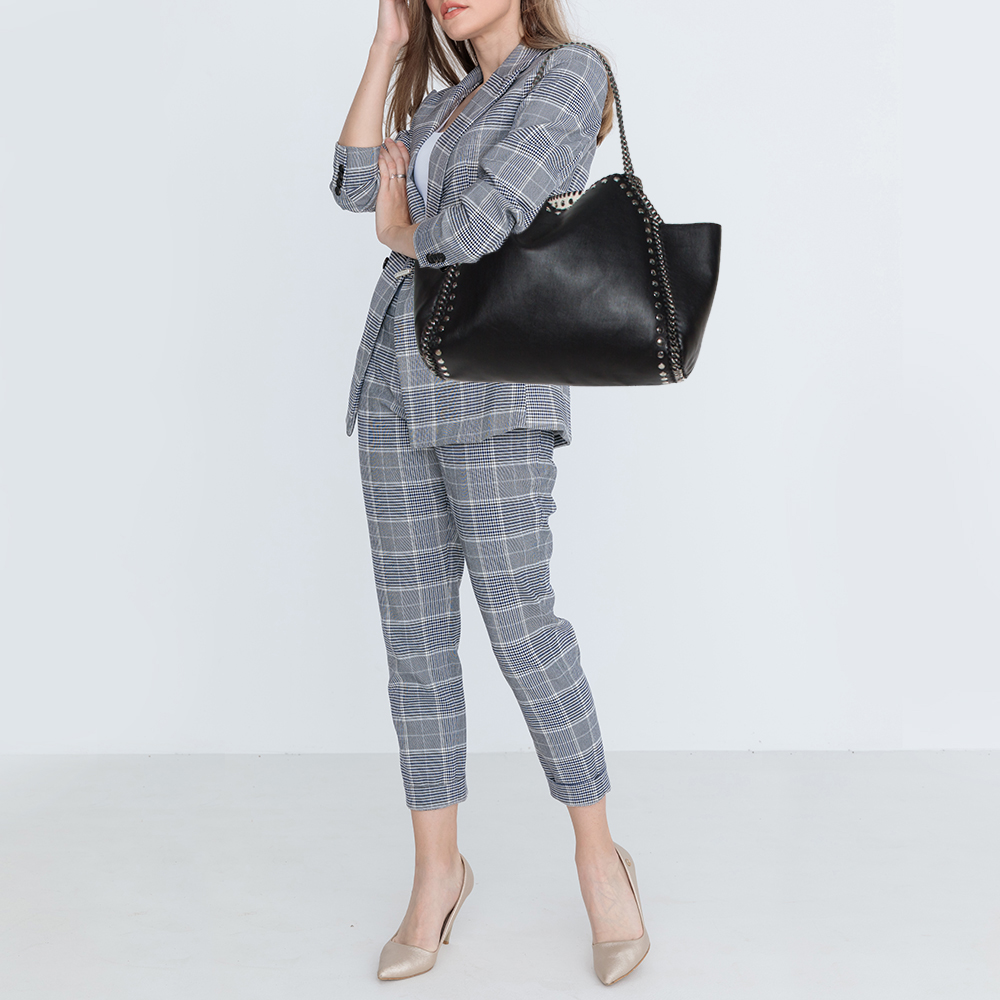 

Stella McCartney Black Leather Falabella Tote Bag, Grey