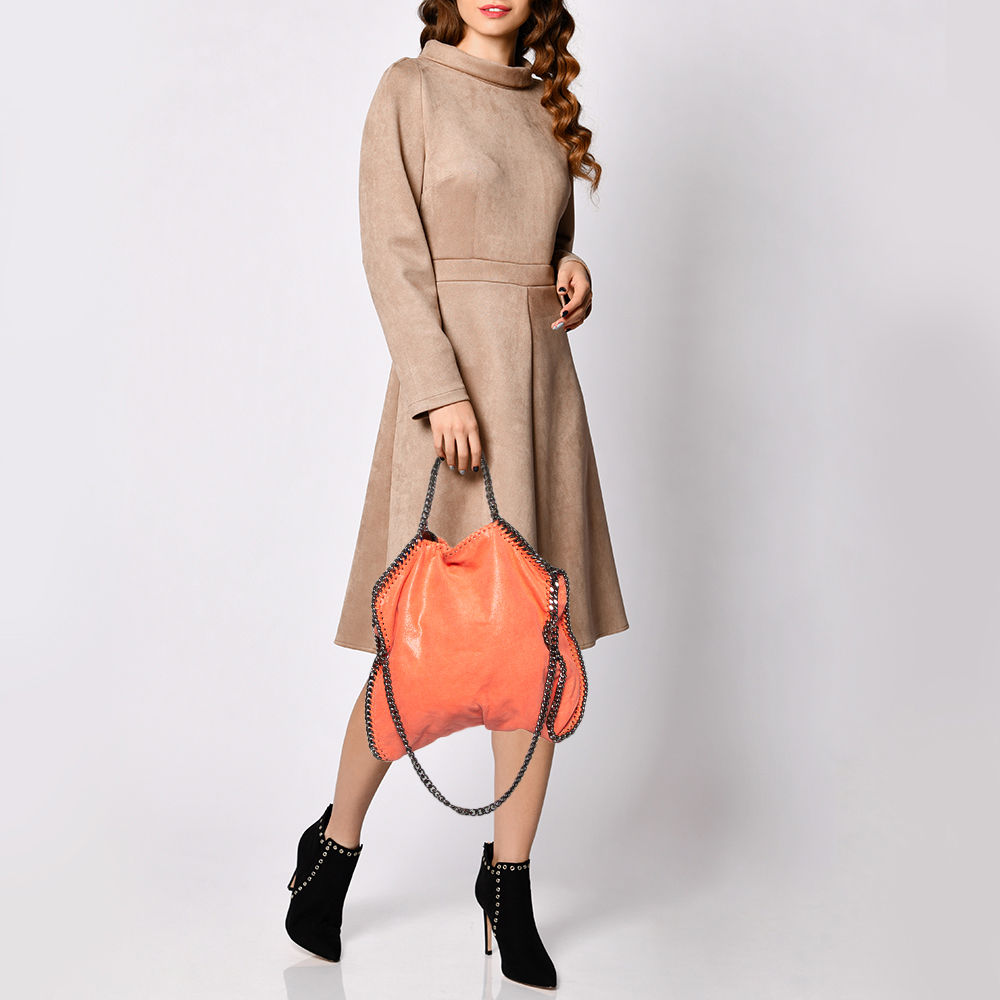 

Stella McCartney Orange Faux Leather Small Falabella Tote