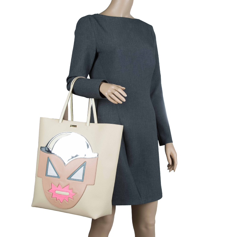 

Stella McCartney Beige Leather Superhero Structured Tote