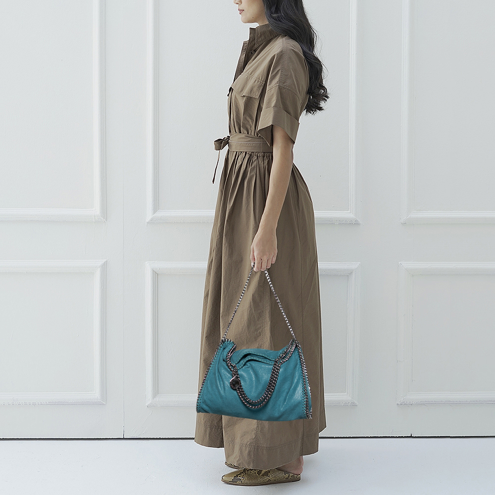 

Stella McCartney Blue Faux Leather Small Falabella Chain Tote