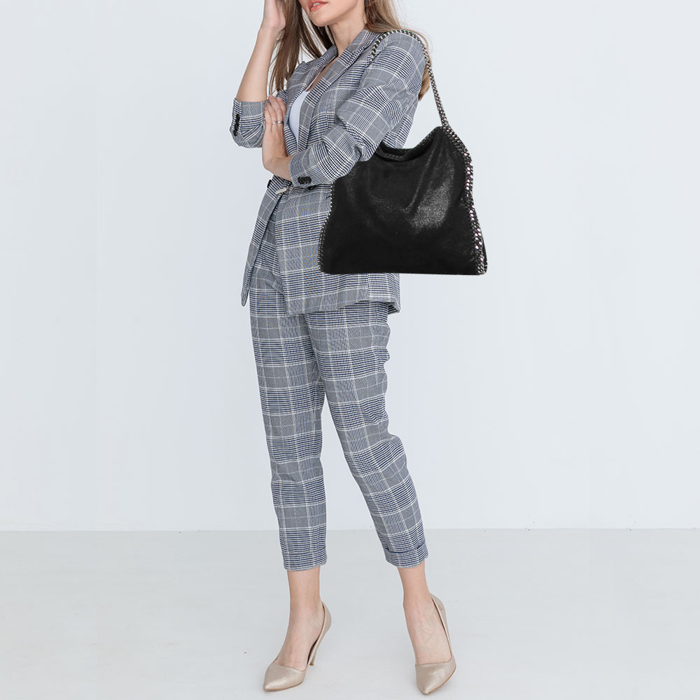 

Stella McCartney Black Faux Suede Falabella Shoulder Bag