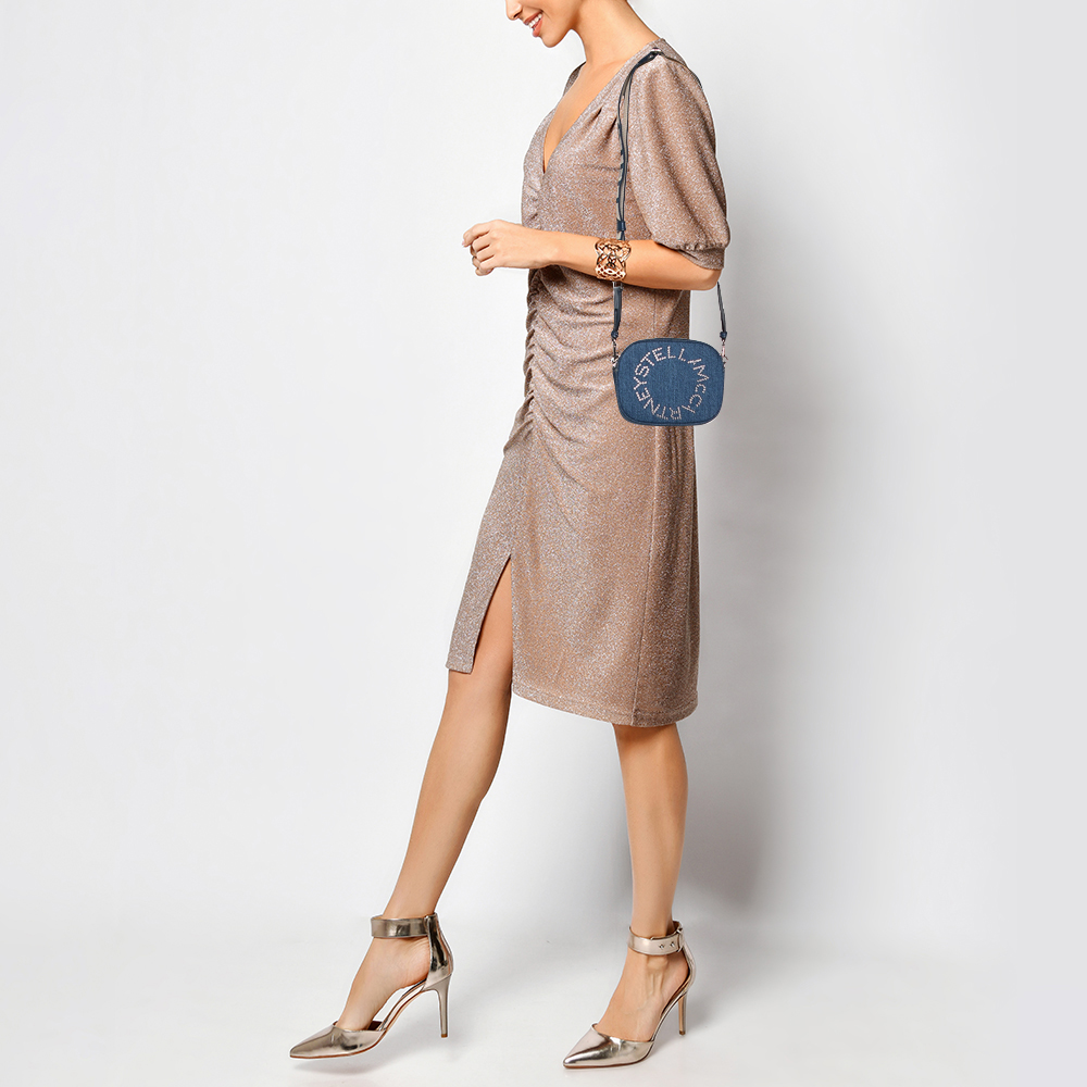 

Stella McCartney Blue Denim Small Logo Camera Shoulder Bag