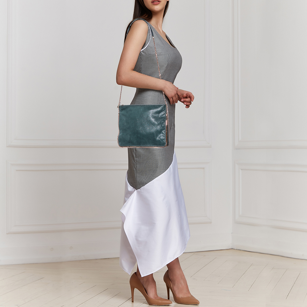 

Stella McCartney Green Faux Suede Falabella Shoulder Bag