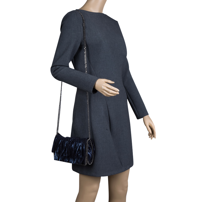 

Stella McCartney Metallic Blue Faux Leather Falabella Crossbody Bag