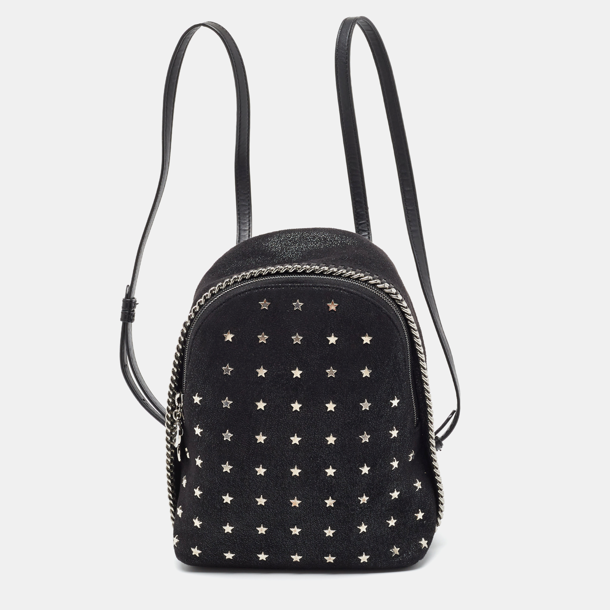 Pre-owned Stella Mccartney Black Faux Leather Falabella Backpack