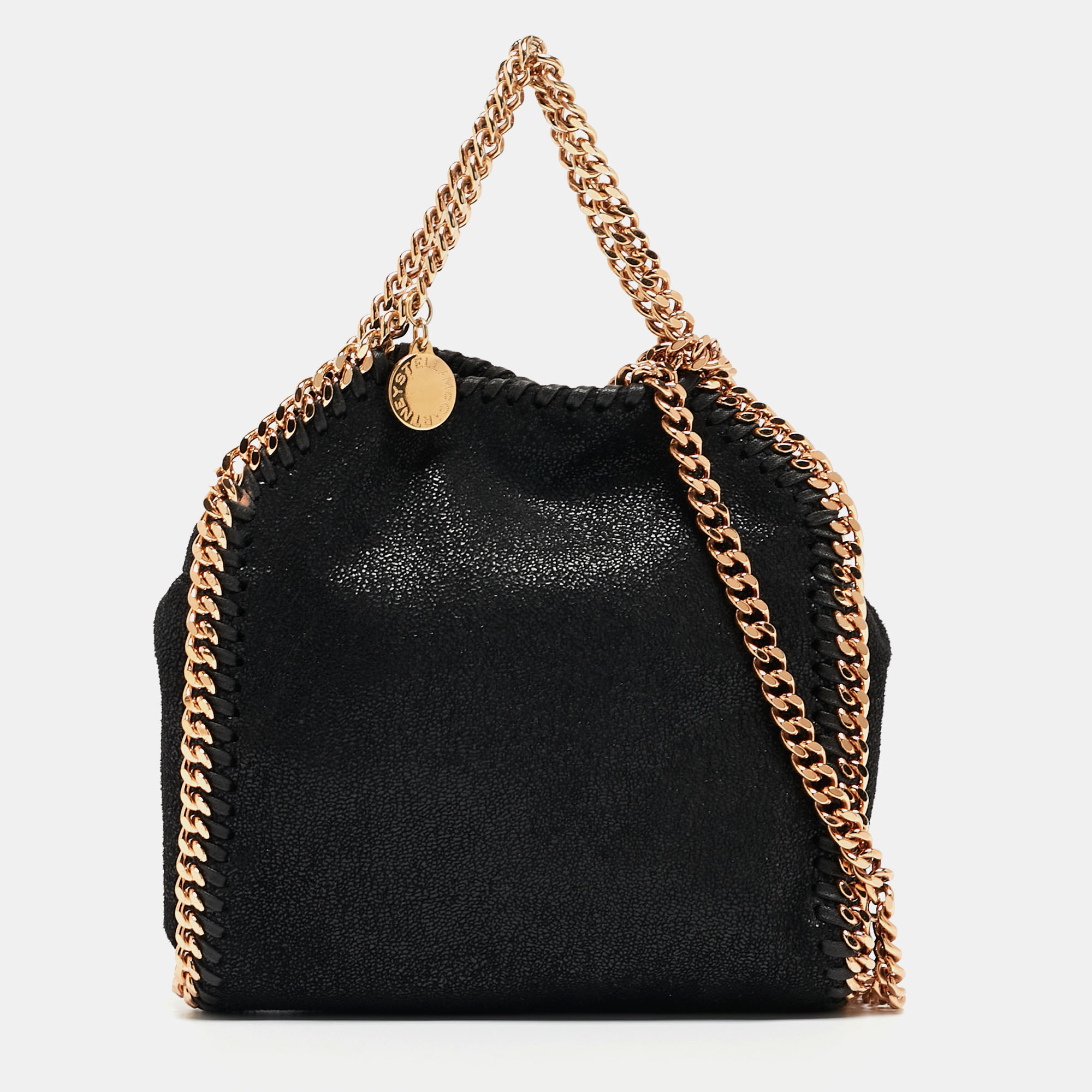 Pre Owned Stella McCartney Black Faux Suede Mini Falabella Tote