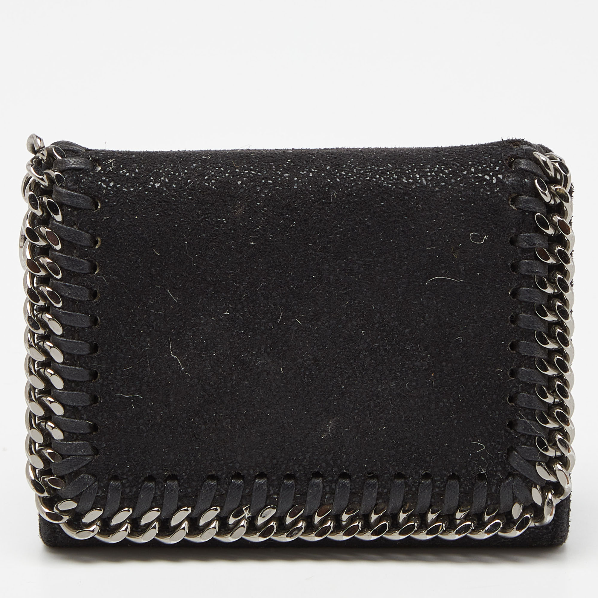 Pre-owned Stella Mccartney Black Faux Leather Falabella Trifold Wallet