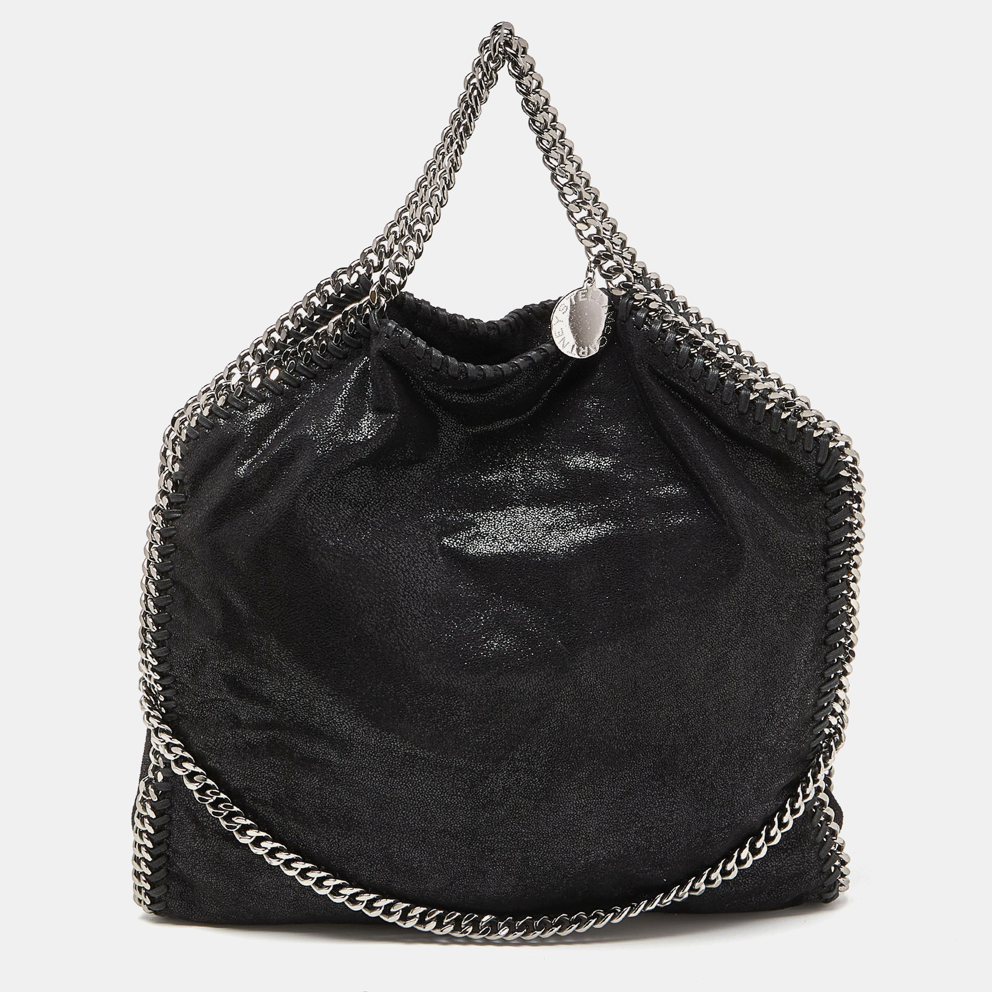 Pre-owned Stella Mccartney Blue Faux Suede Small Falabella Bag In Black
