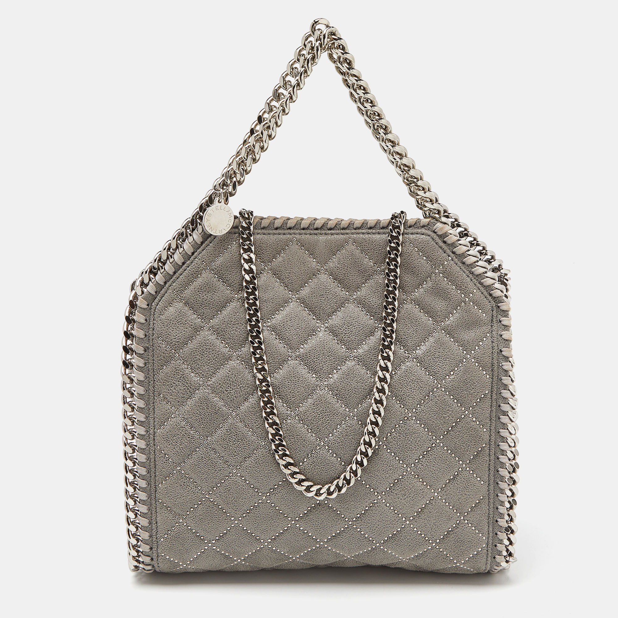 

Stella McCartney Grey Quilted Faux Suede Mini Falabella Tote