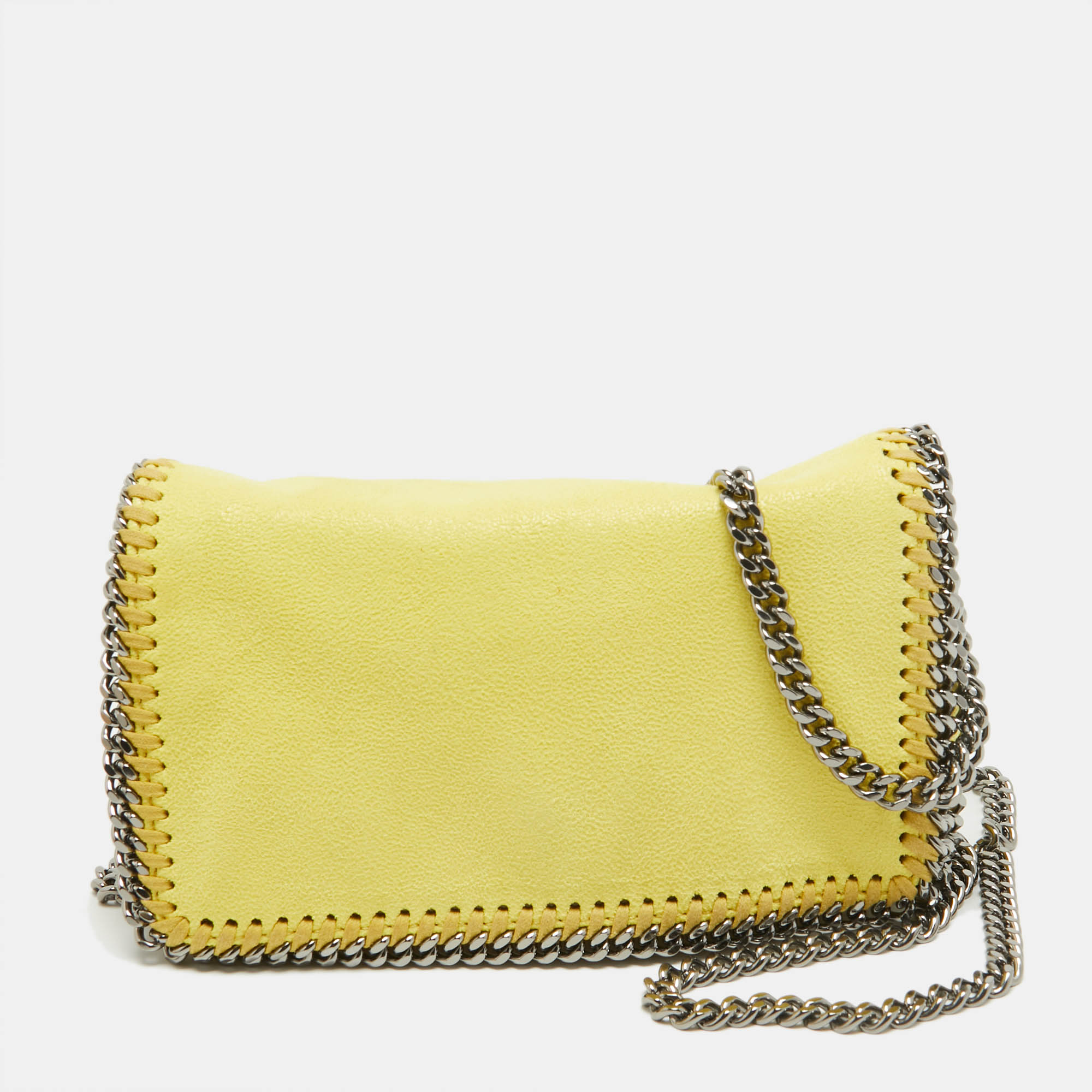 Pre-owned Stella Mccartney Yellow Faux Suede Falabella Flap Crossbody Bag