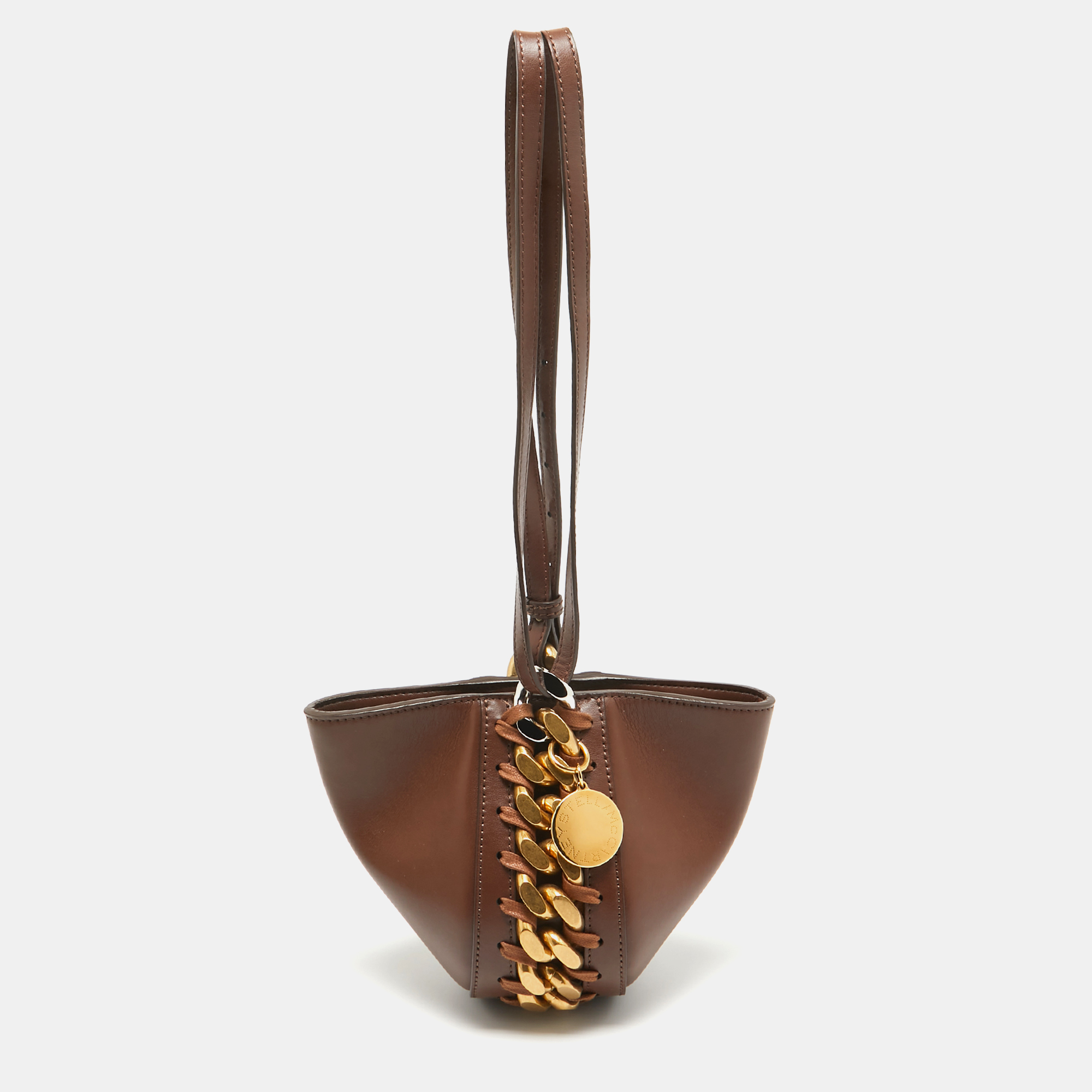 

Stella McCartney Brown Faux Leather Chunky Chain Bucket Bag