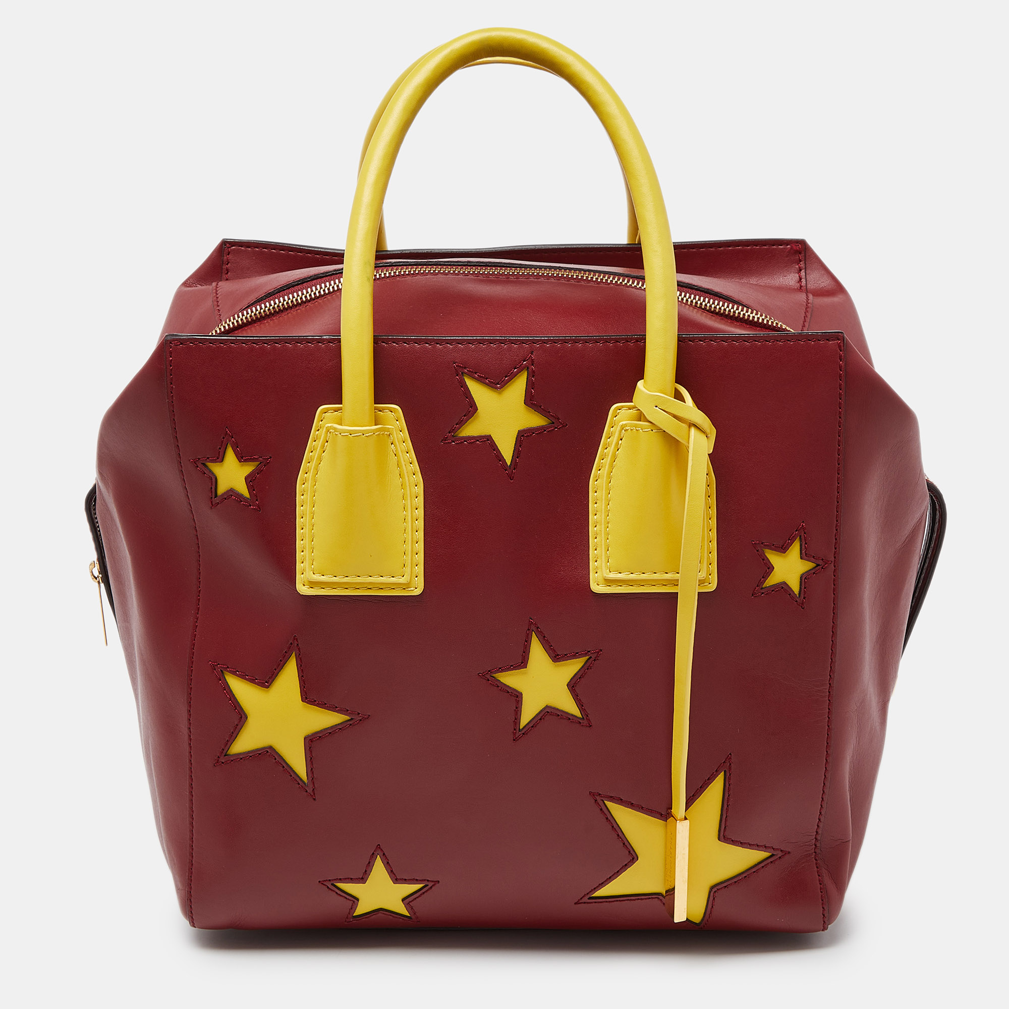 

Stella McCartney Red/Yellow Faux Leather Zip Cavendish Tote