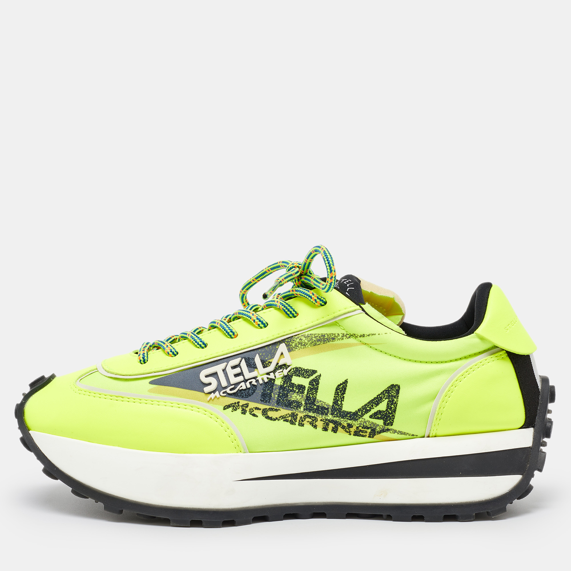 

Stella McCartney Neon Yellow Fabric and Leather Reclypse Sneakers Size