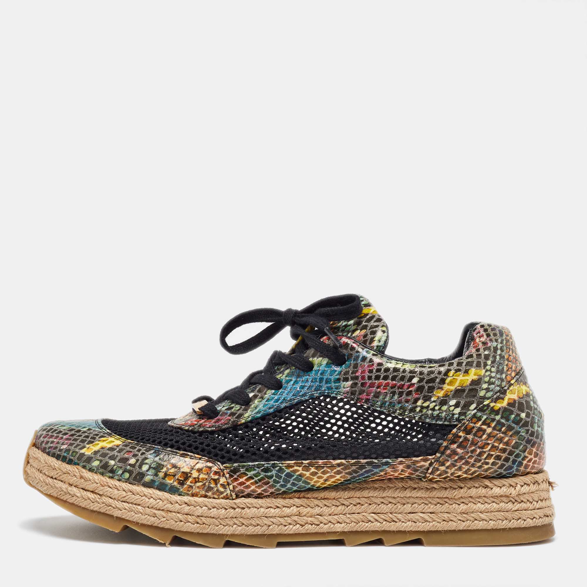 

Stella McCartney Multicolor Python Effect Faux Leather and Mesh Espadrille Sneakers Size