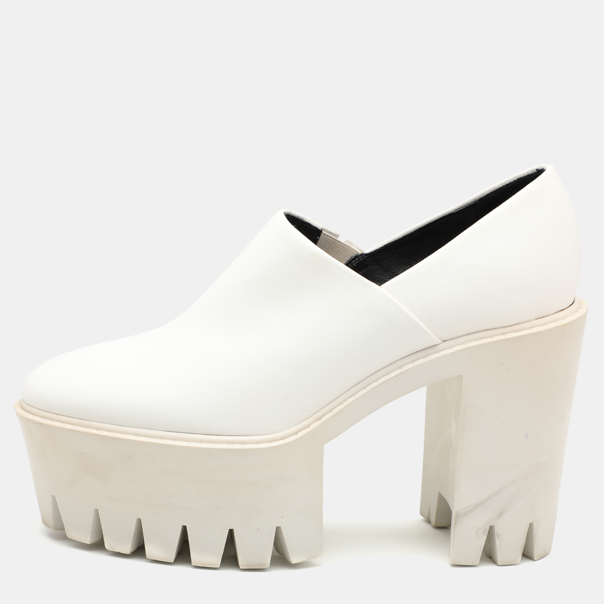 

Stella McCartney White Faux Leather Platform Loafers Size