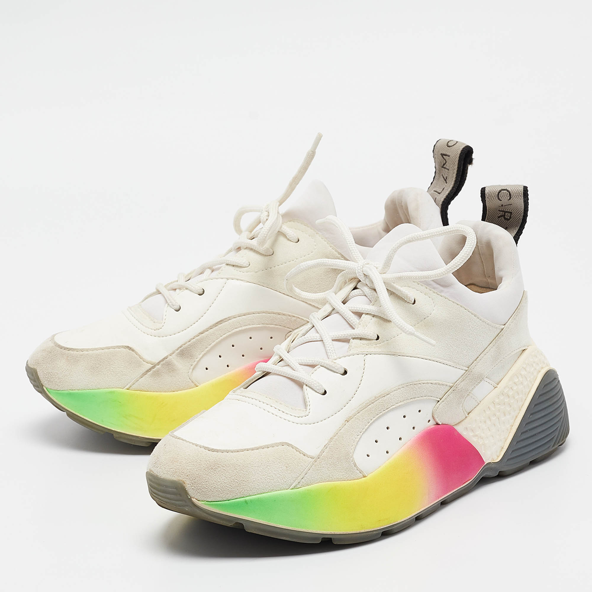 Stella McCartney Multicolor Faux Suede and Faux Leather Eclypse Lace Up Sneakers Size 38 