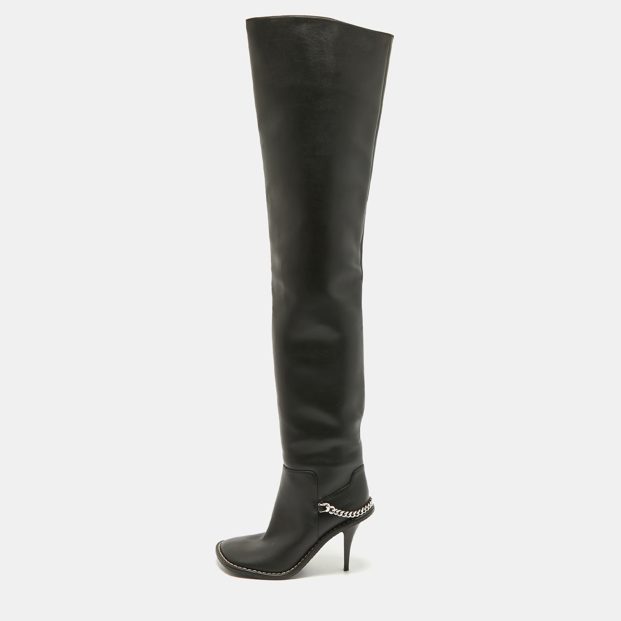 

Stella McCartney Black Leather Over The Knee Boots Size