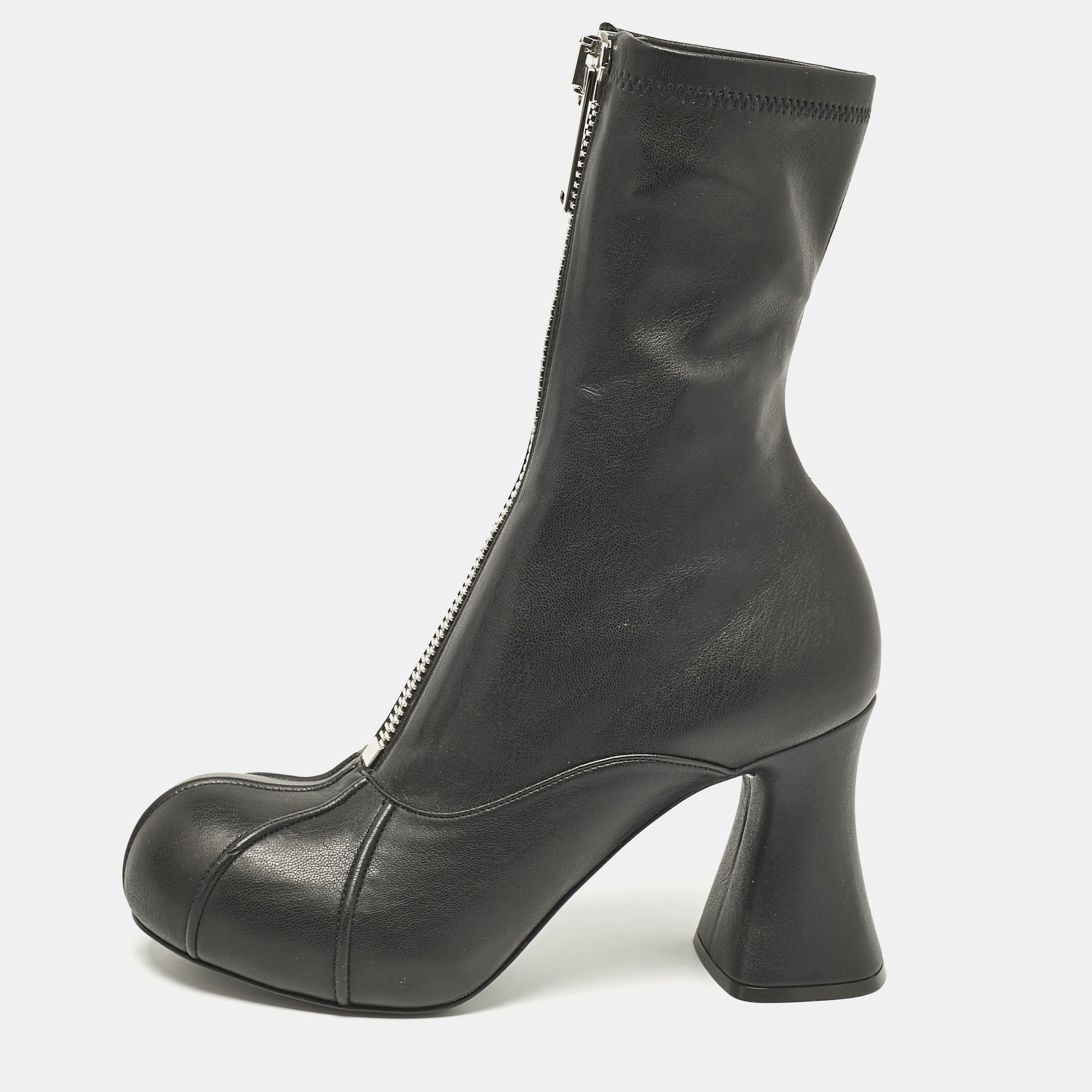 

Stella McCartney Black Faux Leather Groove Ankle Length Boots Size