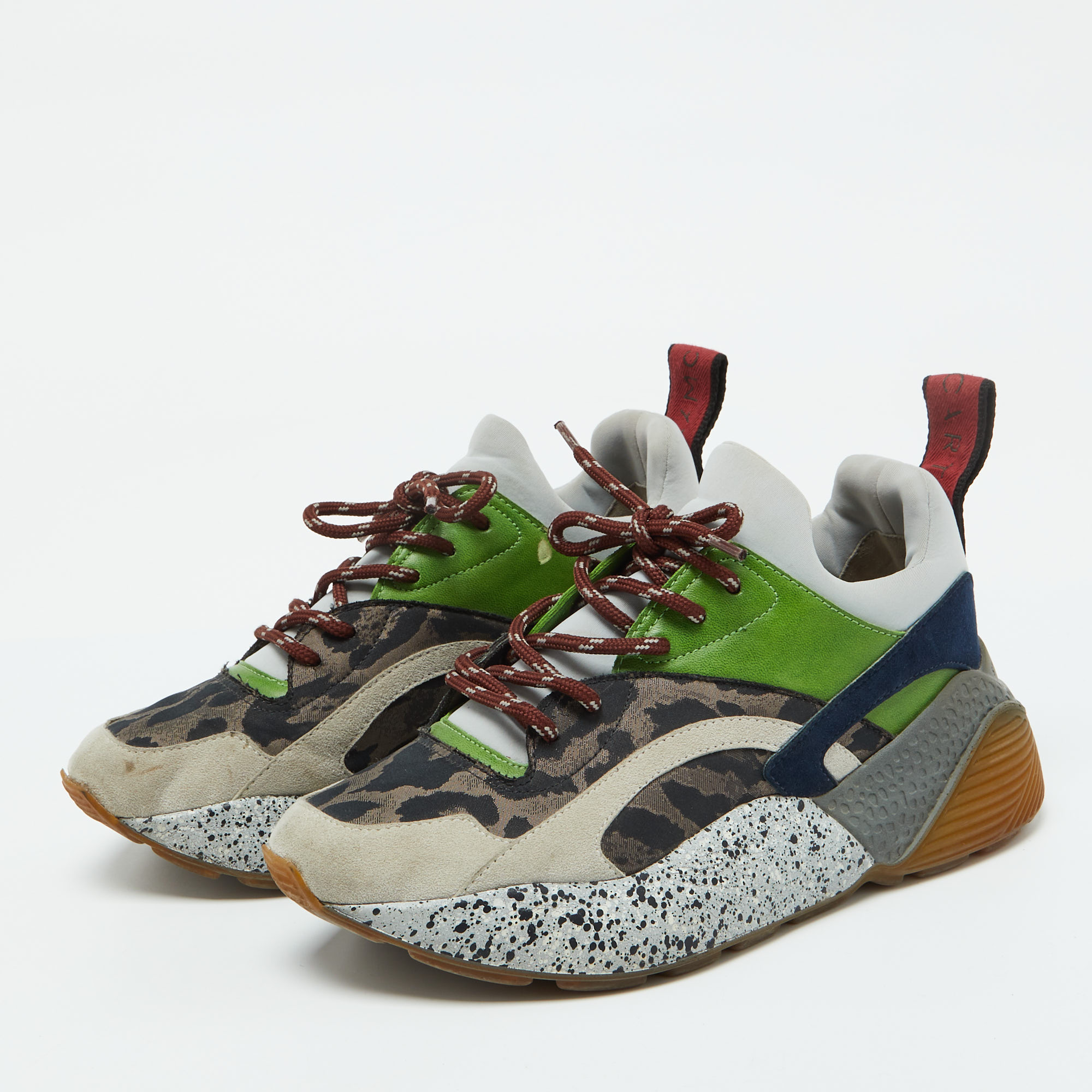 Stella McCartney Multicolor Faux Leather and Neoprene Eclypse Chunky Sneakers Size 36 