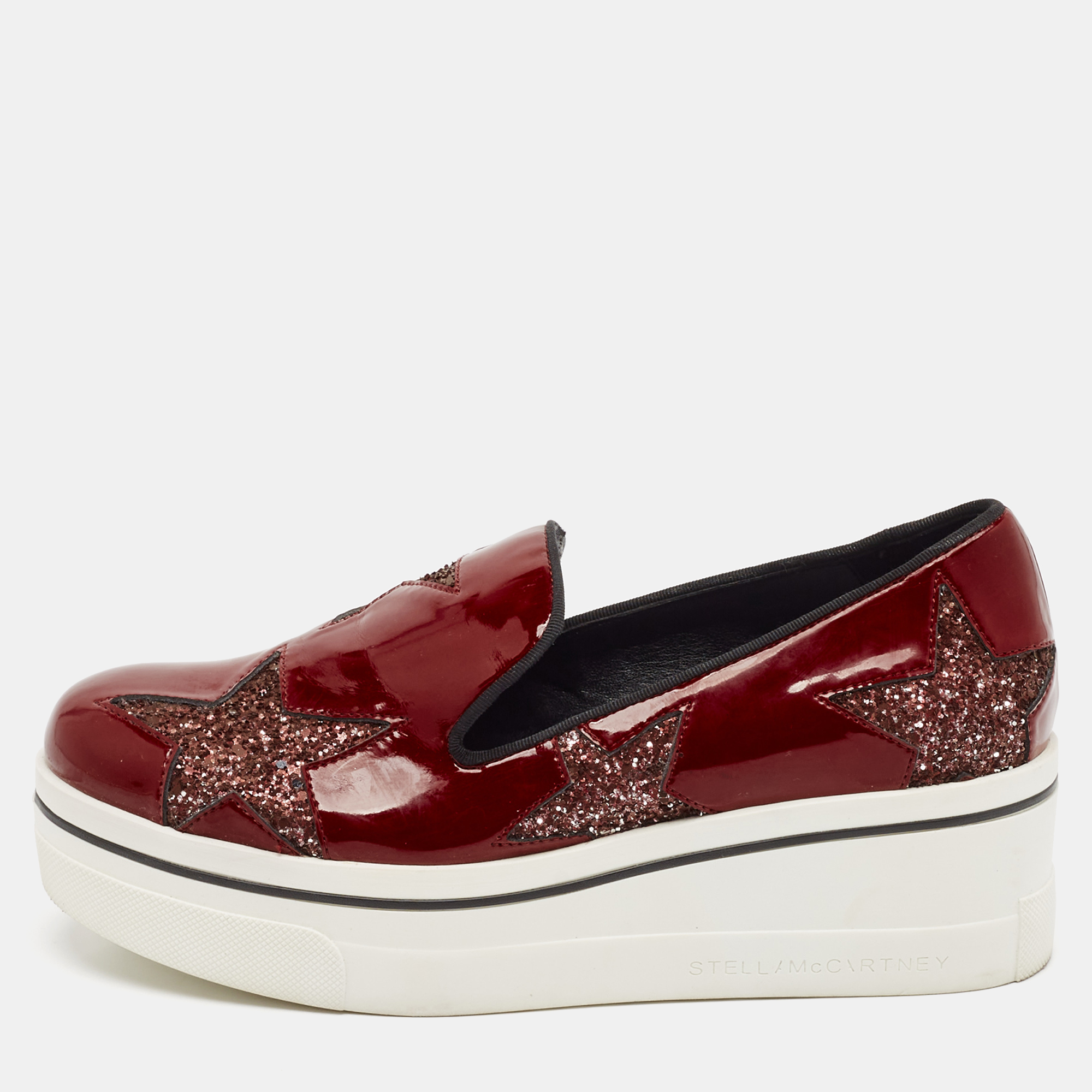 

Stella McCartney Red Faux Patent Leather Binx Star Sneakers Size