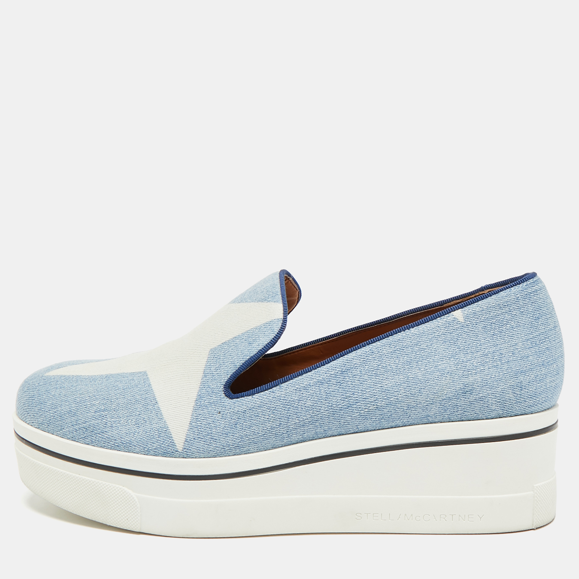 

Stella McCartney Blue/White Denim Binx Star Sneakers Size