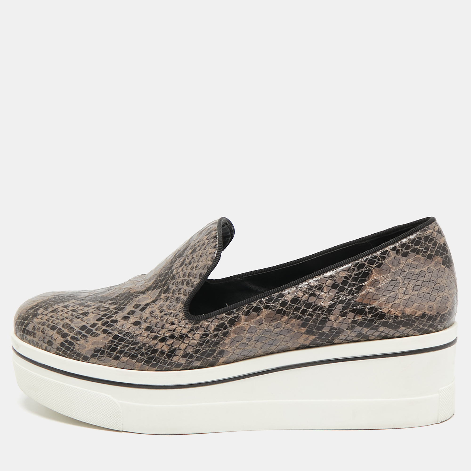 

Stella McCartney Brown Faux Python Leather Binx Sneakers Size