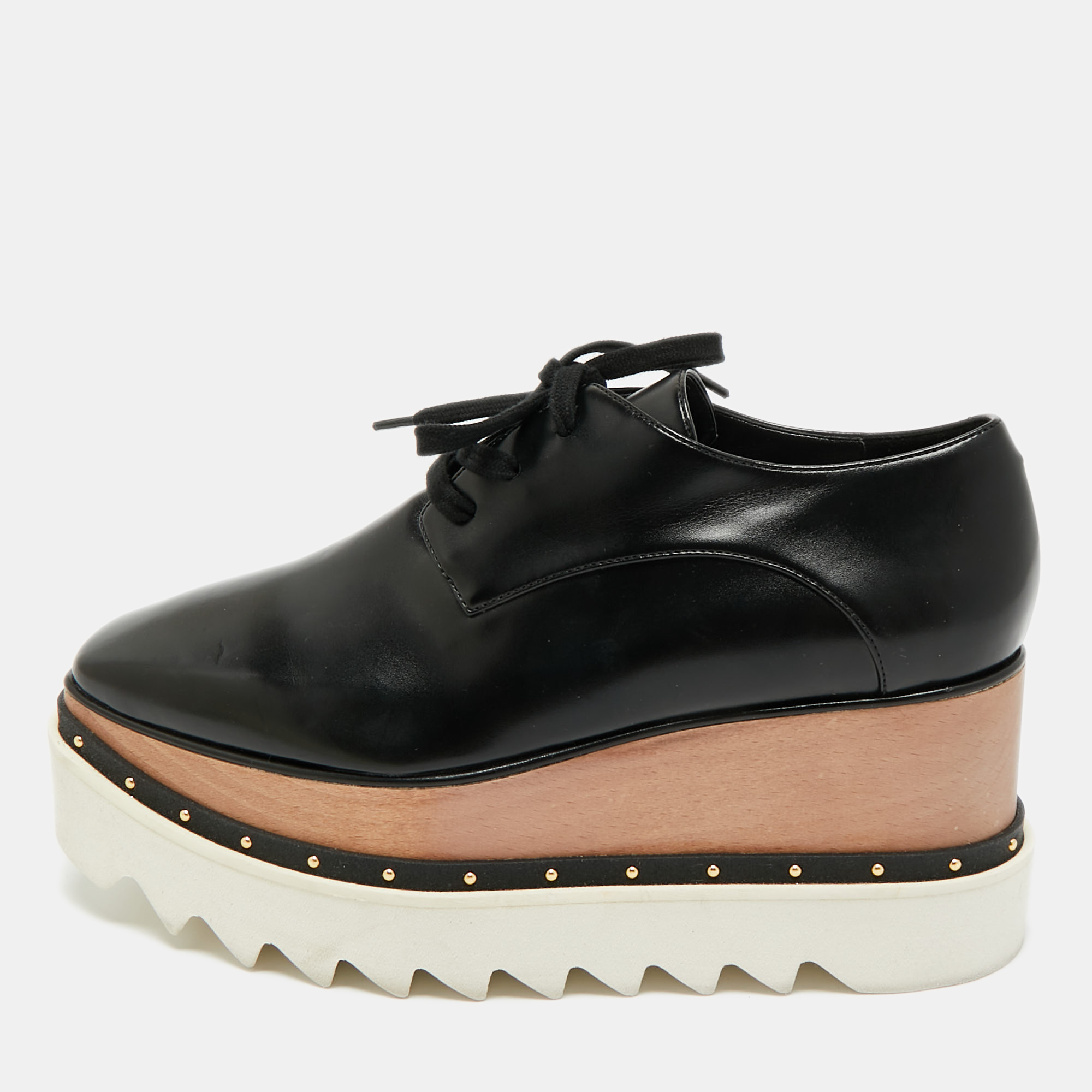 

Stella McCartney Black Faux Leather Elyse Sneakers Size
