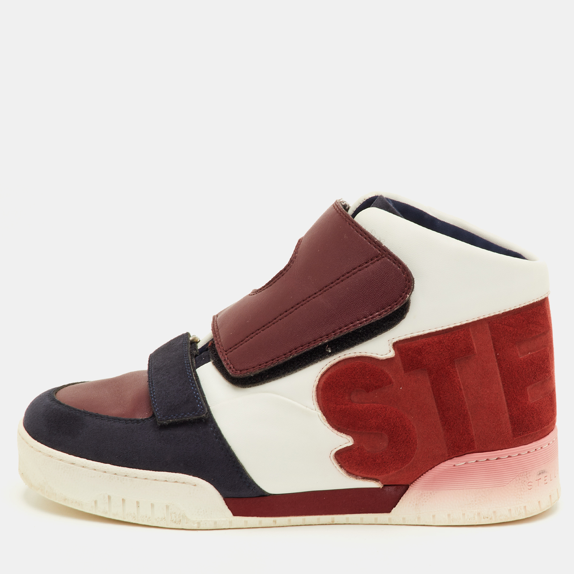 

Stella McCartney Size  Multicolour Faux Suede and Faux Leather High Top Sneakers, Multicolor
