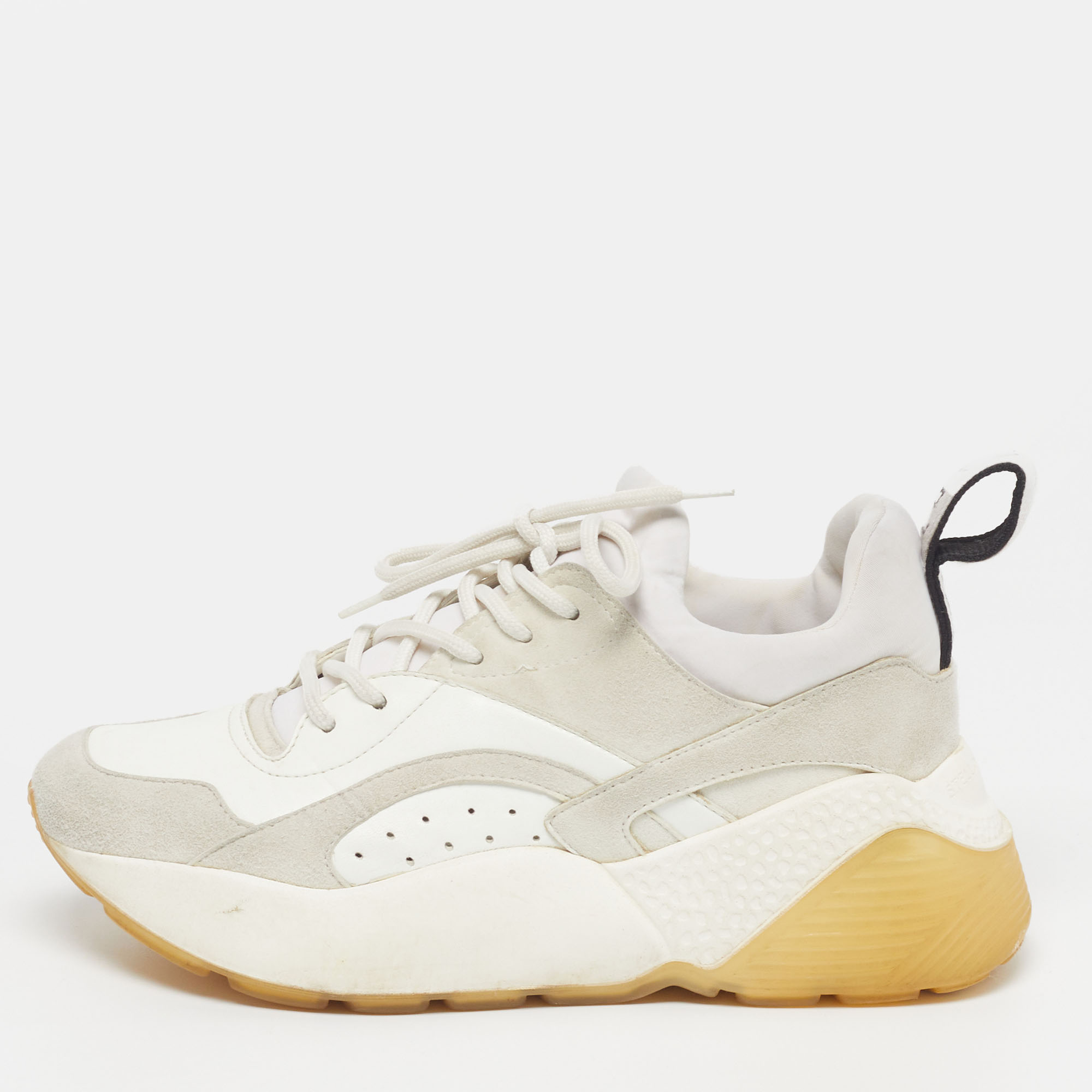 

Stella McCartney Eclypse Size  White/Grey Faux Leather and Faux Suede Lace Up Sneakers