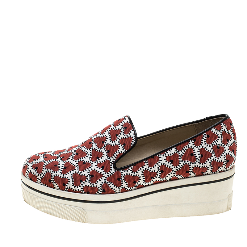 

Stella McCartney Abstract Print Canvas Platform Slip On Sneakers Size, White