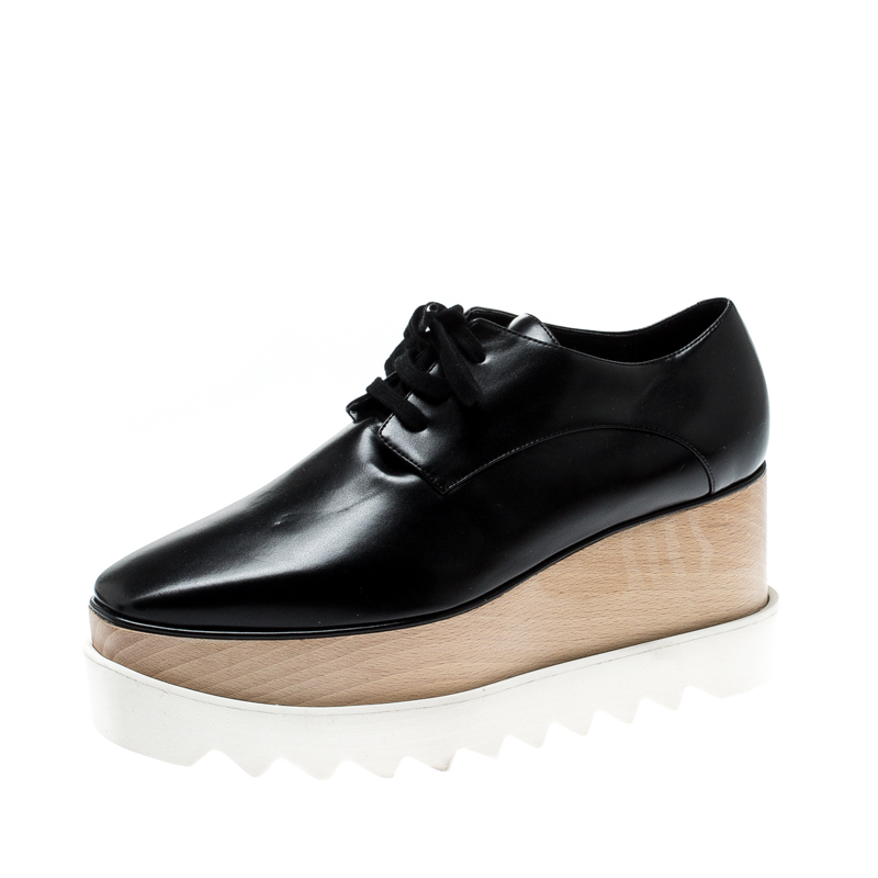 Stella McCartney Black Faux Patent Leather Elyse Platform