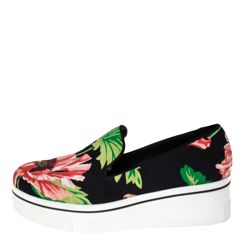 

Stella McCartney Black Floral Printed Canvas Slip On Sneakers Size, Multicolor