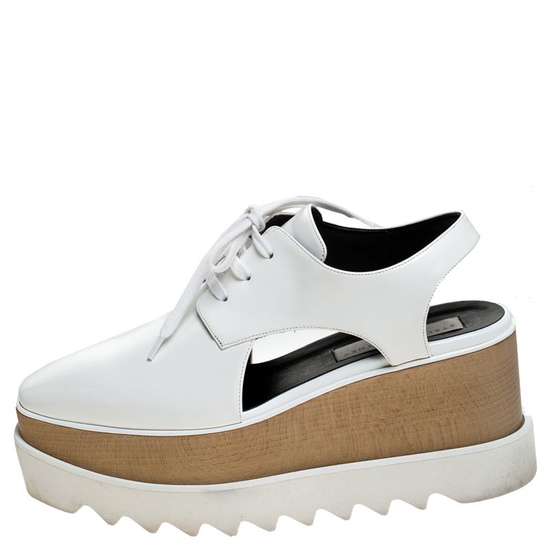 

Stella McCartney White Faux Leather Cut Out Elyse Sneakers Size
