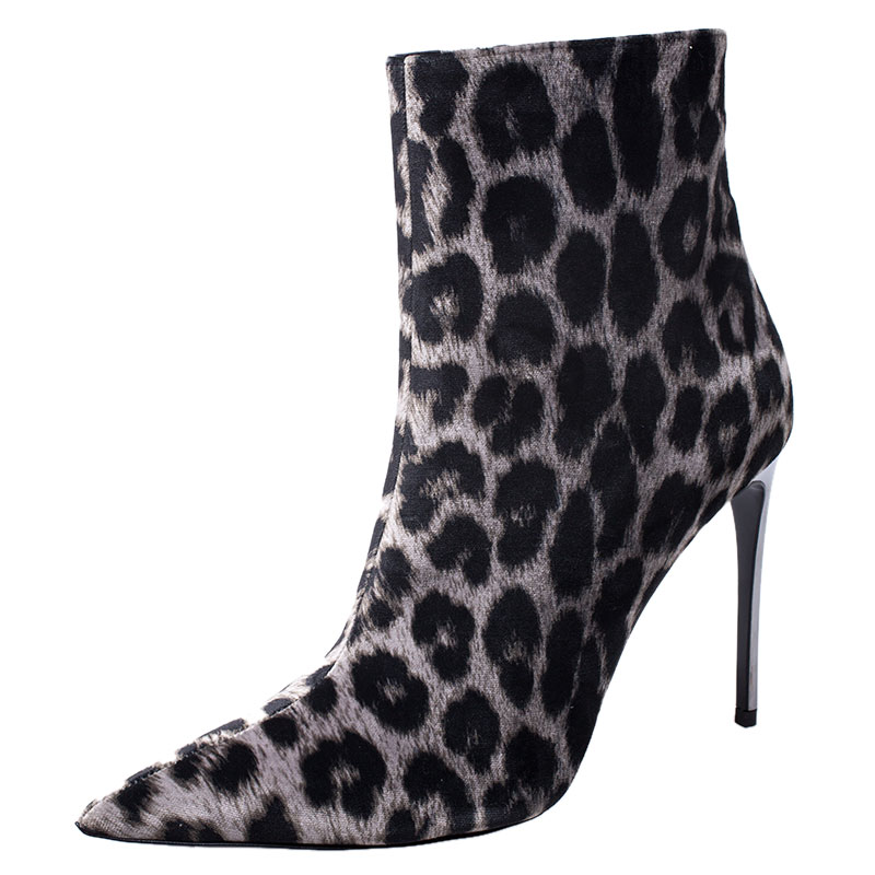 black and leopard print ankle boots