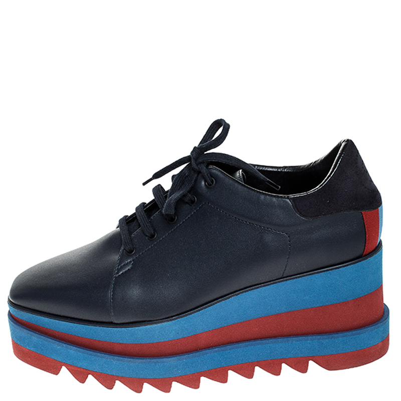 

Stella McCartney Blue Faux Leather Elyse Platform Derby Size
