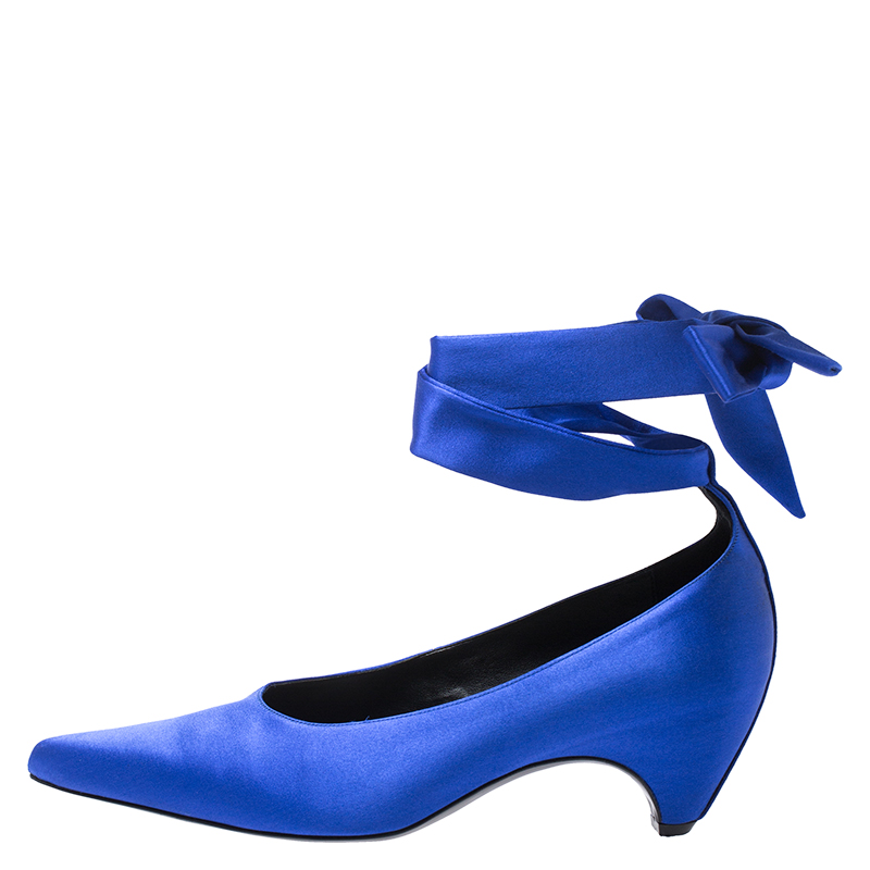 

Stella McCartney Blue Satin Ankle Wrap Pumps Size