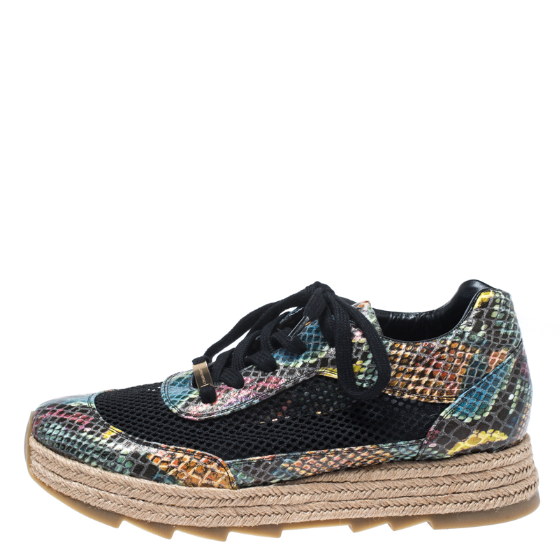 

Stella McCartney Multicolor Python Effect Faux Leather and Mesh Espadrille Sneakers Size