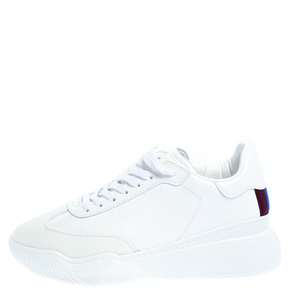 

Stella McCartney White Faux Leather Loop Sneakers Size