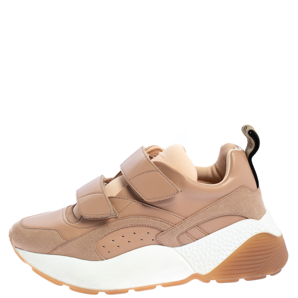 

Stella McCartney Nude Faux Leather and Faux Suede Eclypse Velcro Sneakers Size, Beige