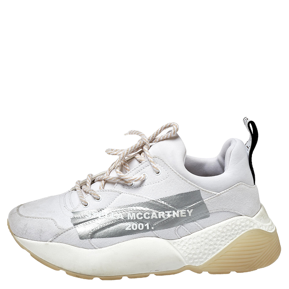 

Stella McCartney White Fabric Eclypse Low Top Sneakers Size