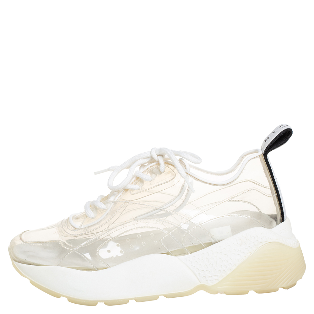 

Stella McCartney White PVC And Leather Eclypse Sneakers Size