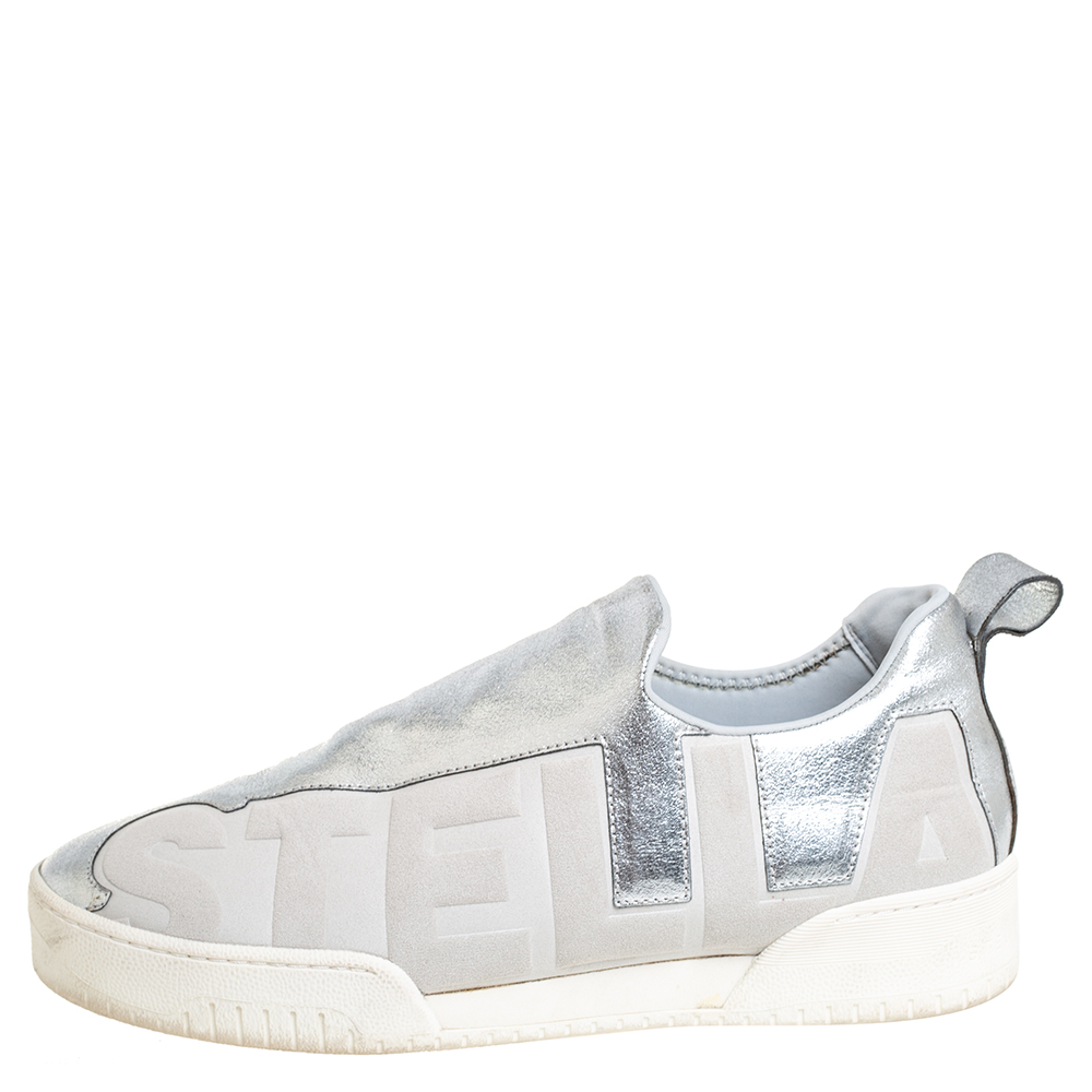 

Stella McCartney Faux Leather And Fabric Slip-On Sneaker Size, Silver