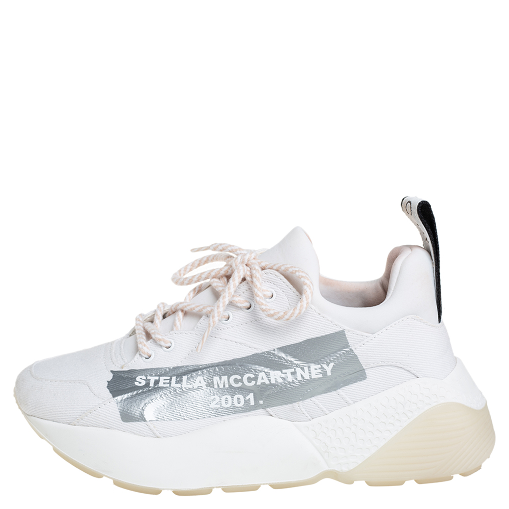 

Stella McCartney White Canvas And Fabric Low Top Sneakers Size