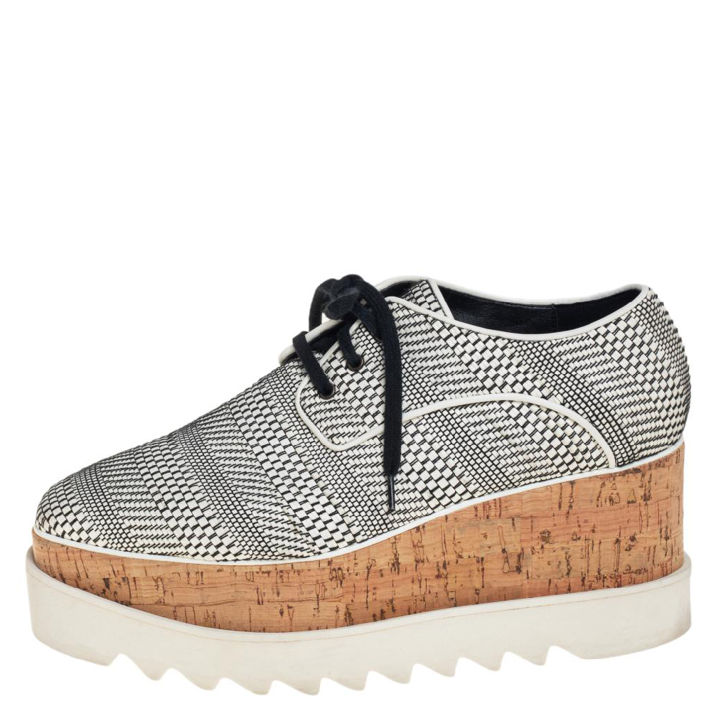 

Stella McCartney Woven Faux Leather Elyse Platform Derby Size, White